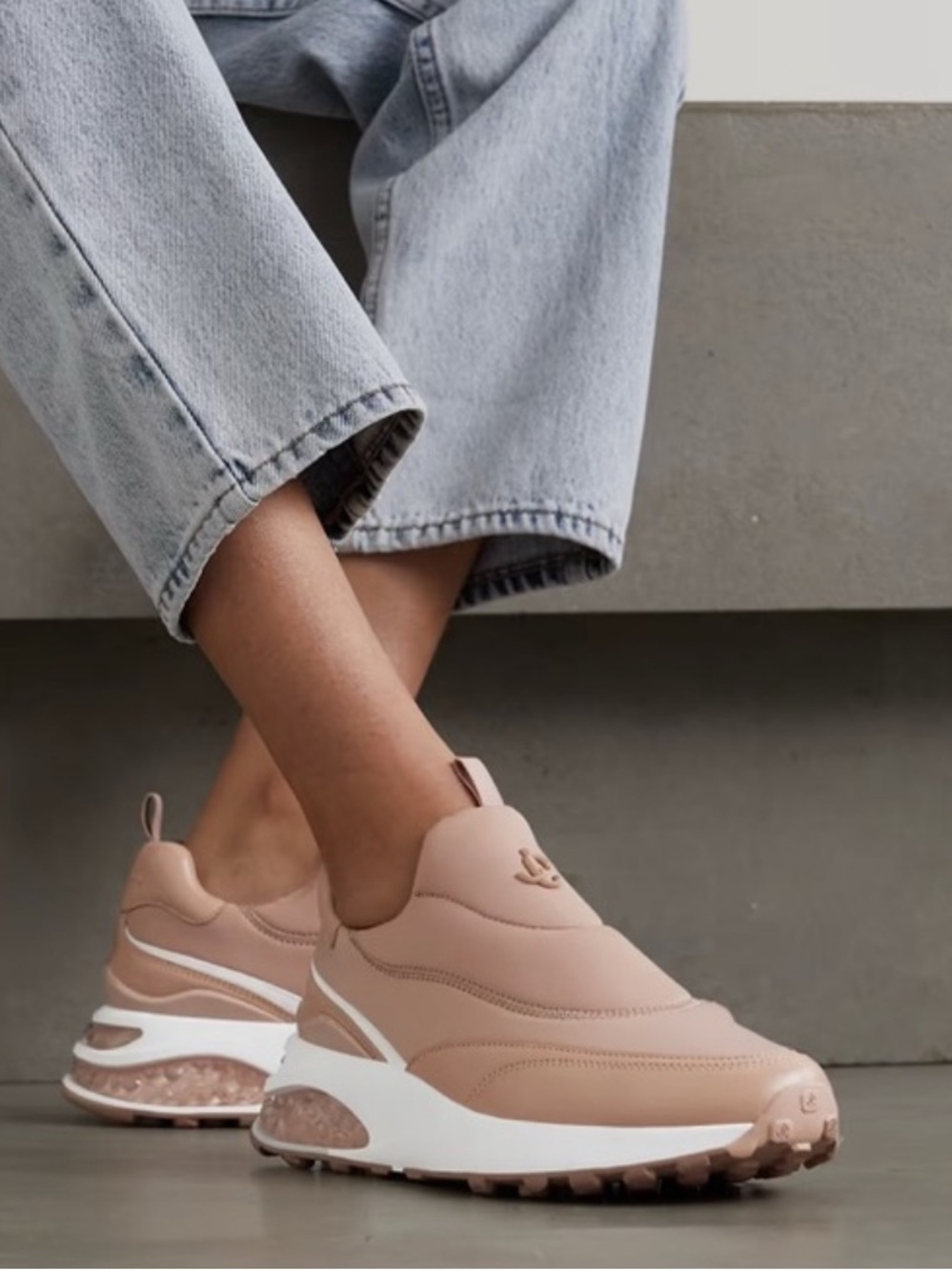 JIMMY CHOO Memphis nylon and leather slip-on sneakers Dusty Pink approx size 6